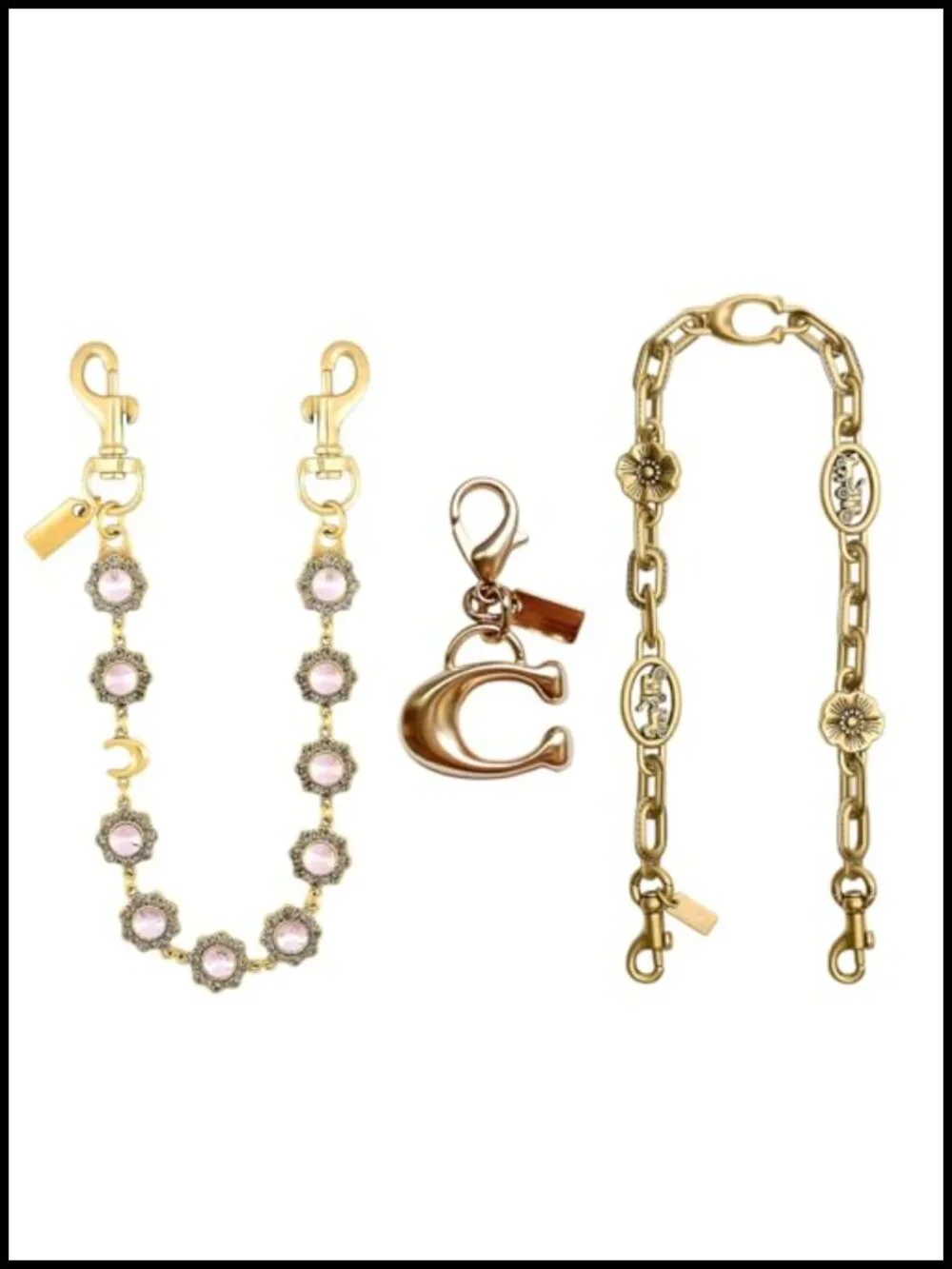 3 Pack Bag Charm Purse Charms Wallet Chain Keychains Vintage Gold Bag Strap